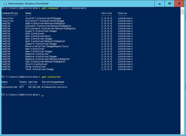 Containers Power Shell